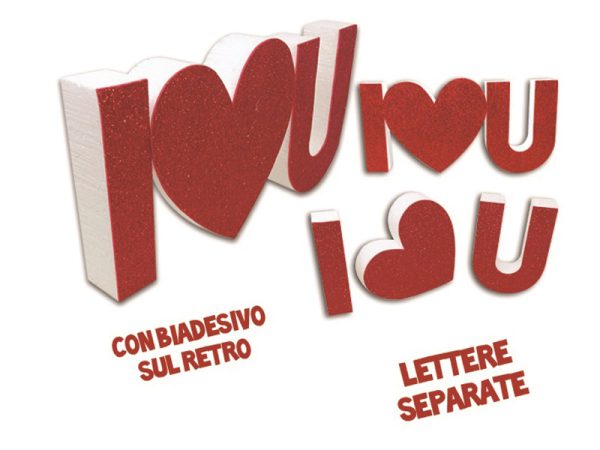 SCRITTE TRIDIMENSIONALI IN POLISTIROLO E GLITTER. . . ORDINE MINIMO 4 PZ. ASSORTITI