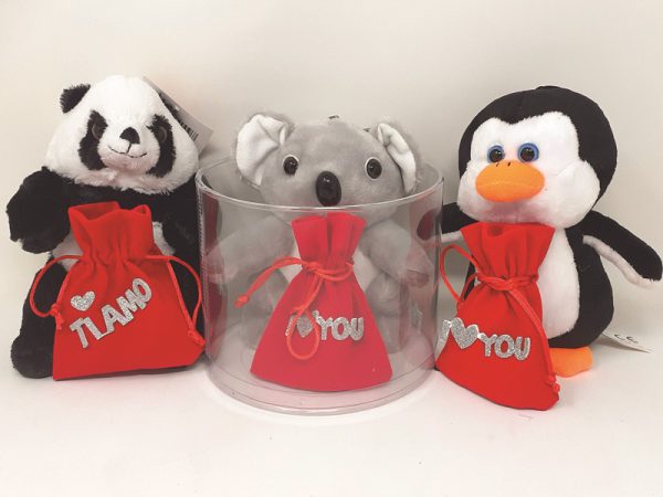 PELUCHE cm 15 CON SACCHETTO REGALO. . . ORDINE MINIMO 6 PZ. ASSORTITI