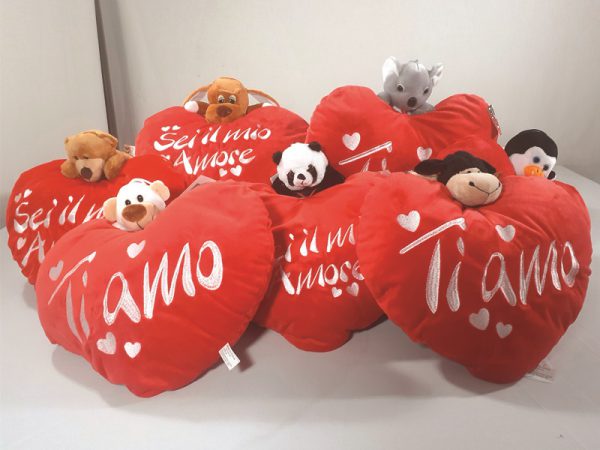 CUORE ø 35 cm CON PELUCHE cm 15. . . ORDINE MINIMO 7 PZ. ASSORTITI