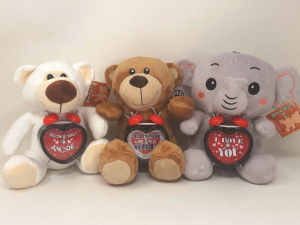 PELUCHE cm 20 CON SVEGLIA CUORE. . . ORDINE MINIMO 3 PZ. ASSORTITI