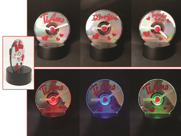 LAMPADA LED OROLOGIO CD ø 12 cm CON GLITTER. . . ORDINE MINIMO 3 PZ. ASSORTITI