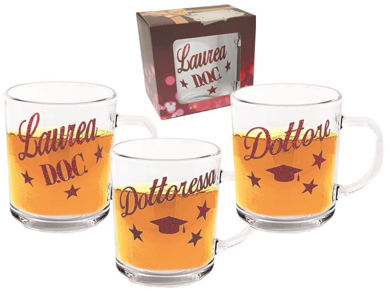 TAZZA IN VETRO BRILLANTINATA LAUREA