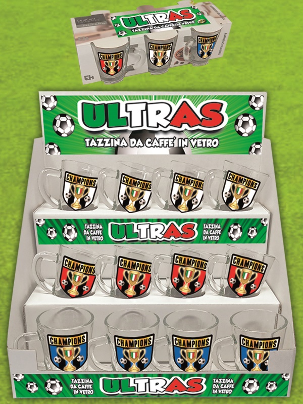 TAZZINA DA CAFFE' IN VETRO BIANCO E NERO. . . ORDINE MINIMO 2 PZ.. . . ESPOSITORE IN OMAGGIO OGNI 18 PZ.