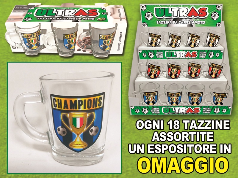 TAZZINA DA CAFFE' IN VETRO NERO E AZZURRO. . . ORDINE MINIMO 6 PZ.. . . ESPOSITORE IN OMAGGIO OGNI 18 PZ ASSORTITI NELLE 3 SQUADRE