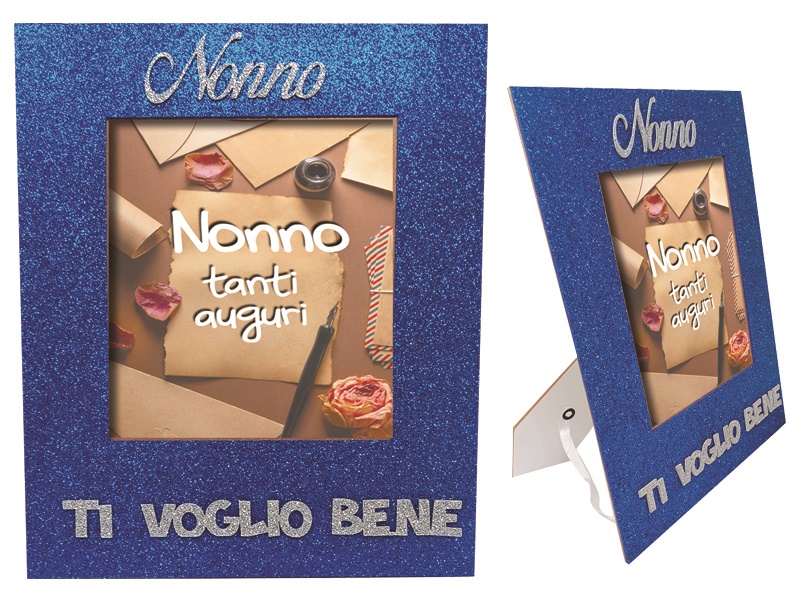 PORTAFOTO NONNO DA TAVOLO cm 23x27,5 IN MDF FIBRA DI LEGNO E GLITTER. . . ORDINE MINIMO 2 PZ.
