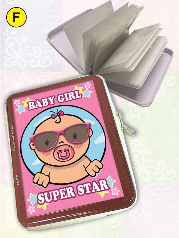 MINI ALBUM FOTO BABY GIRL IN LATTA CON CERNIERA cm 12,5x16. . . . . . * * * ***FINE SERIE*** * * *. . . . . . * * * ***PREZZO SCONTATO*** * * *