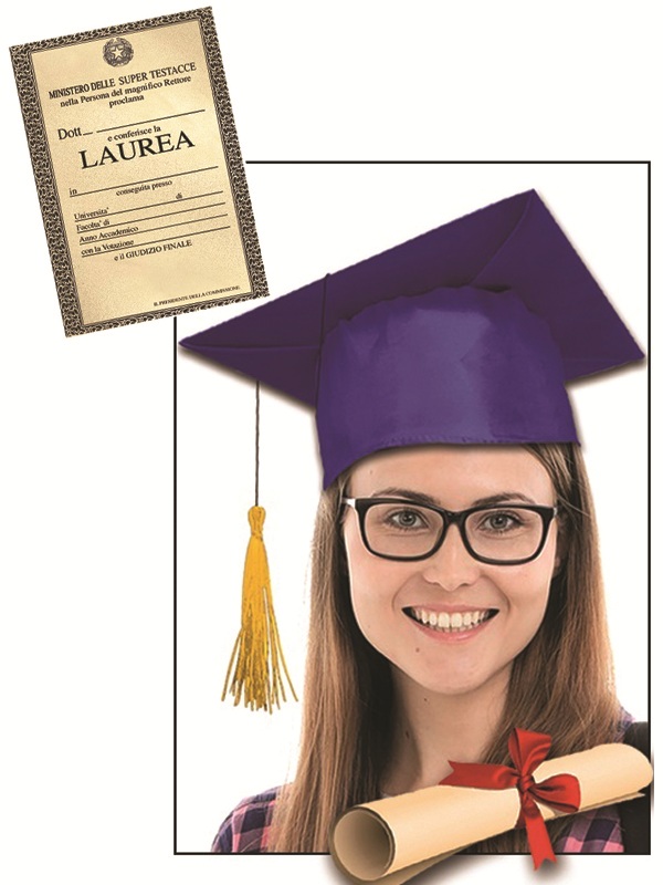 CAPPELLO LAUREA BLU CON PERGAMENA