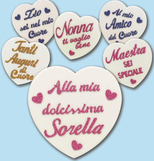 CUORI CERAMICA GLITTER RICORRENZE - 6078