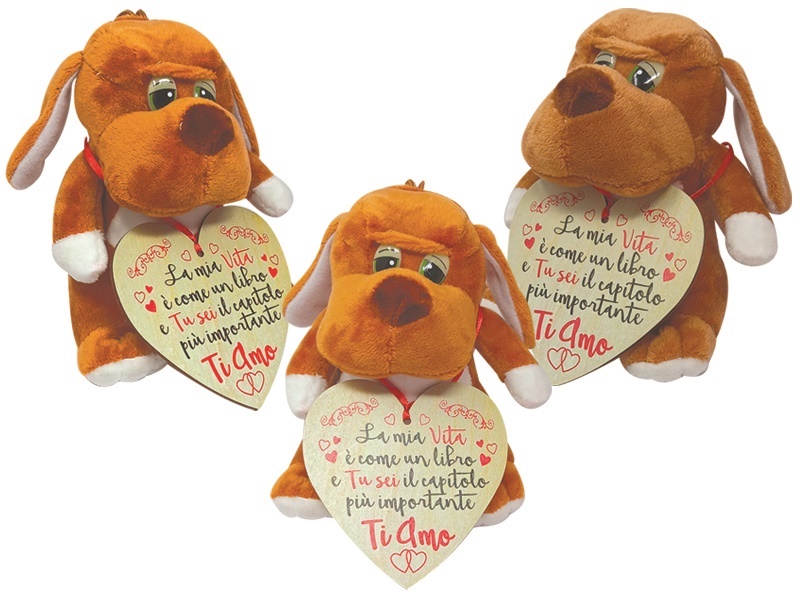 CAGNOLINO cm 15 CON CUORE IN LEGNO cm 10. . . ORDINE MINIMO 3 PZ. ASSORTITI. . . . . . * * * ***FUORI CATALOGO*** * * *. . . . . . * * * ***PROMOZIONE SCONTO 20%*** * * *